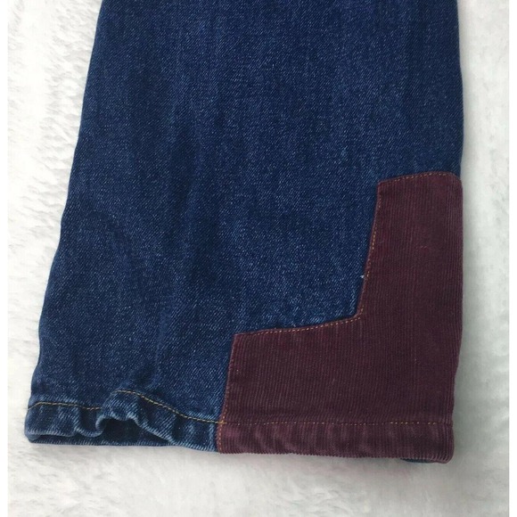 Vintage Patchwork Jeans Womens 28 x 29 Blue Denim Corduroy Patches Gold Stamped‎ - Picture 8 of 9